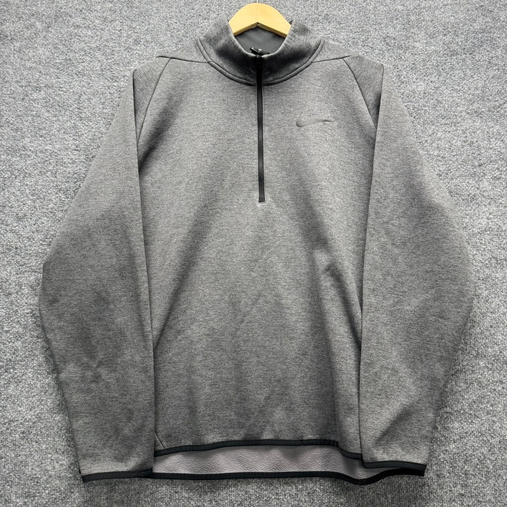 Nike Dri-FIT Pullover Sweatshirt Men's‎ Size XL Gray 1/4 Zip Fleece Running Top